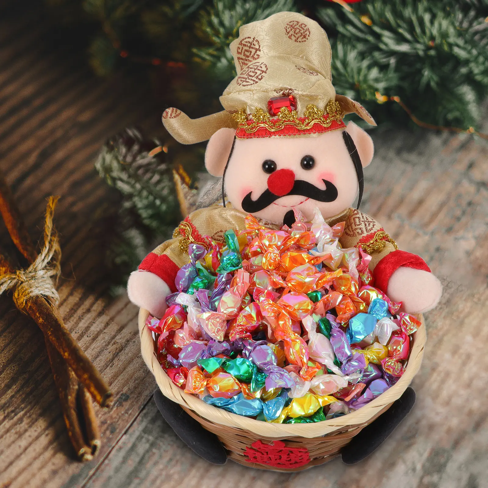 

1pc Chinese Style Bamboo Woven Candy Basket Storage Snack Fruit Party Favor Desktop Adornment Decorative Gift Basket For Friends