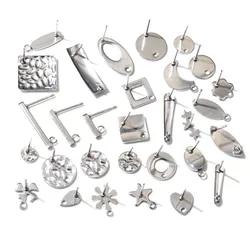 20pcs 316L Stainless Steel Geometric Earring Stud Earring Posts Connector Fashion Styles DIY Jewelry Making Findings Accessories