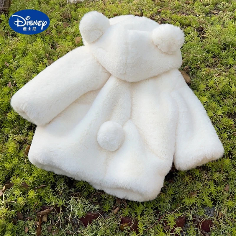 

Disney Kids' 2025 Winter Mid-Length Coat | Plush Lined Hooded Cotton Jacket for Girls & Boys, Cute Warm Outerwear