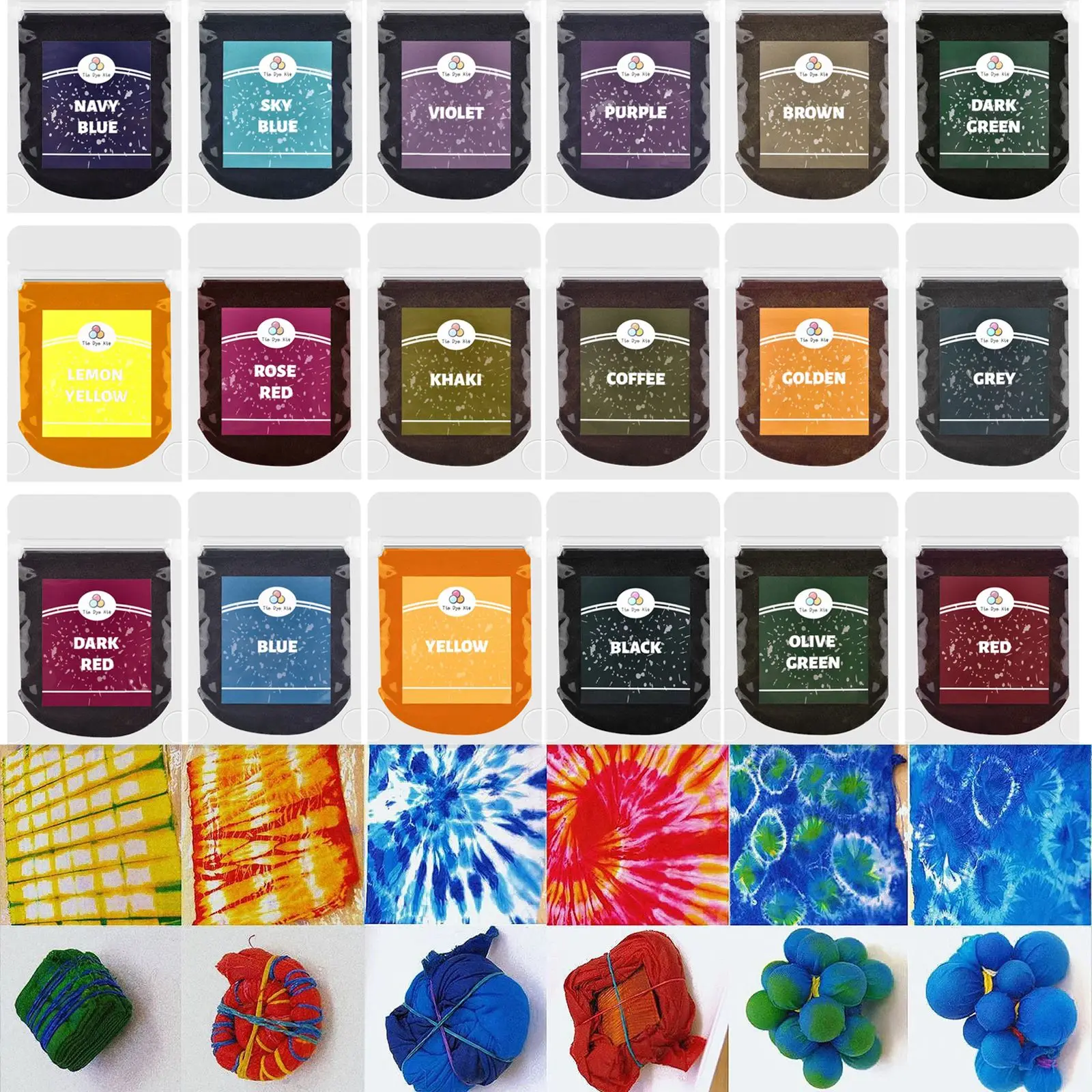 24 Colors Dye Fabric Dyes Textile Pigment Powder 10g DIY Clothing Refurbished Coloring Multifunctional Tie-Dye Handmade Supplies