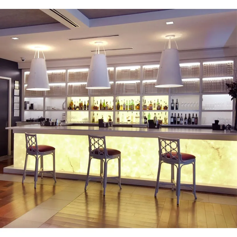 Custom Solid Surface Container Bar Restaurant Mobile Bar Station Cocktail Wooden Wine Cabinet Bar With Glass Display