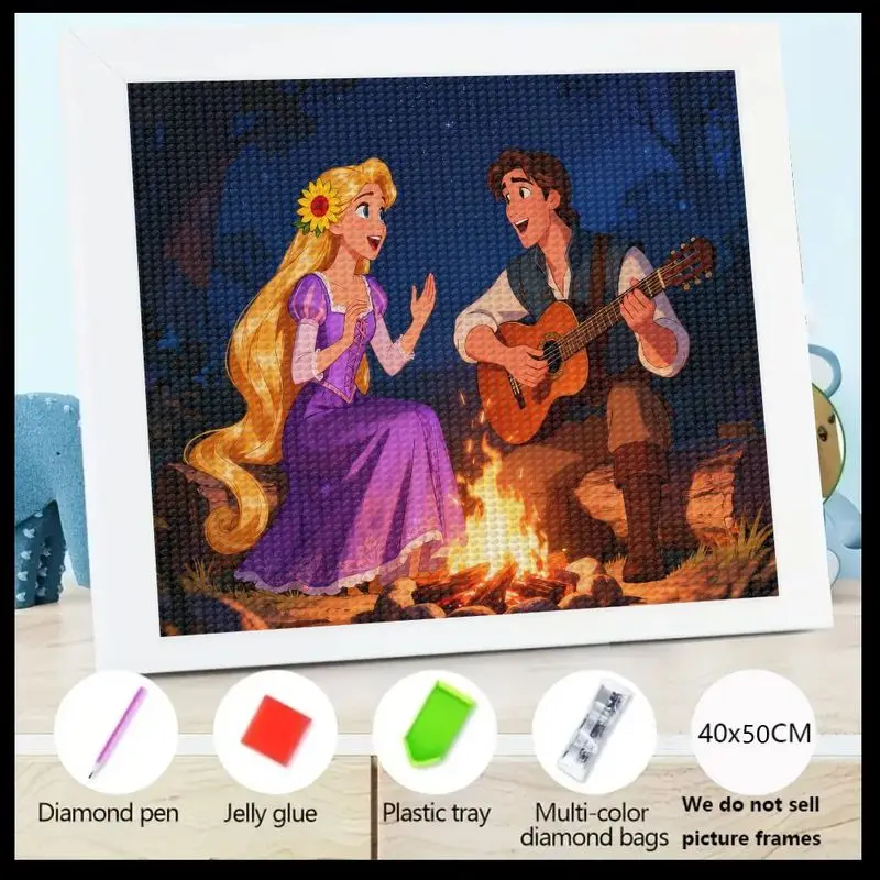 

1 шт. DIY 5D полный дрель квадратный алмазный набор для рисования, романтическая сказка принцесса Рапунцель и принц Флиннн костер Серенадная сцена,