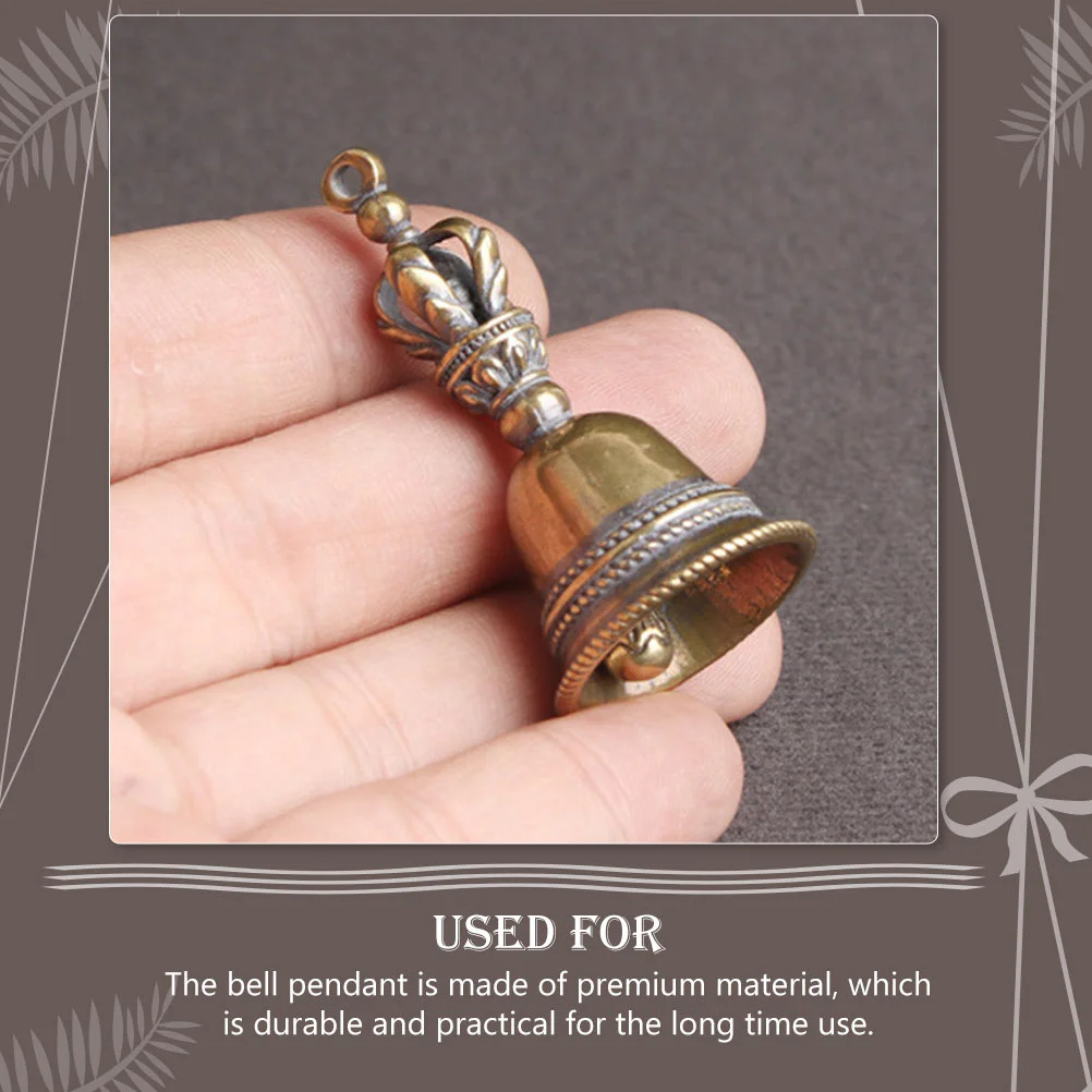 2 Pcs Bell Keychain Keyring Mini Decorations Bells for Crafts Vintage Brass Retro Hand Rattle Pendants Accessory