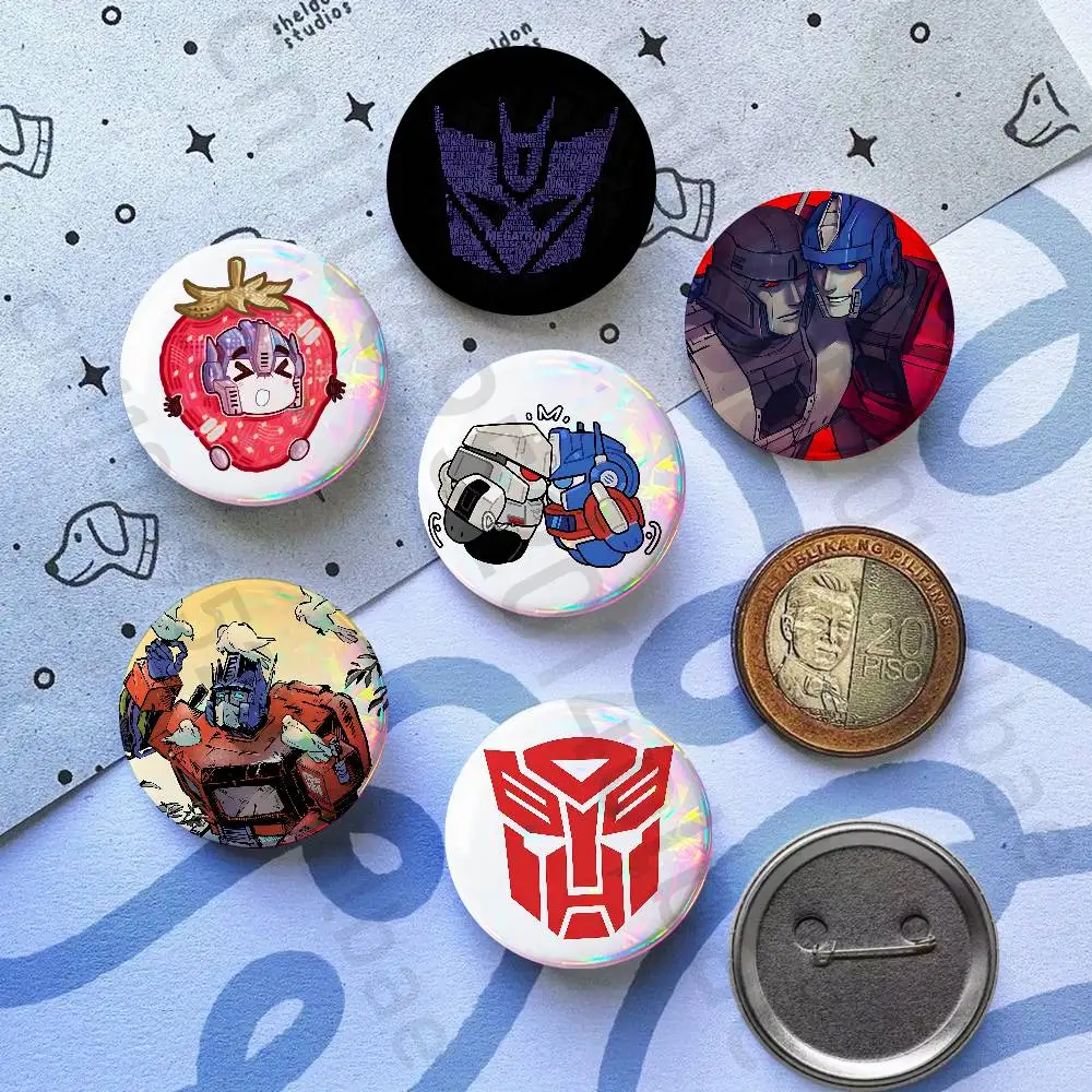 

O-Optimus PrimeS Transformers 58mm Badge Brooches on Backpack Clothes Handmade Round Enamel Pins for Jewelry