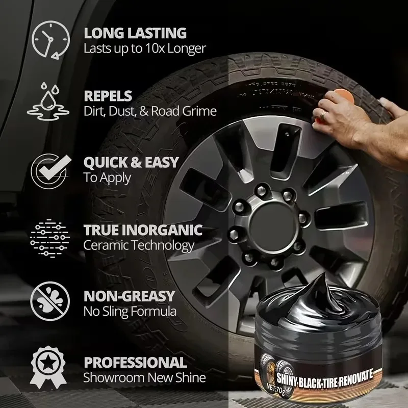 Gloss Black Tire Renovation Cream Restore Rubber Shine Anti-aging Protective Coating Rejuvenate Faded Wheel Surfaces Dustproof