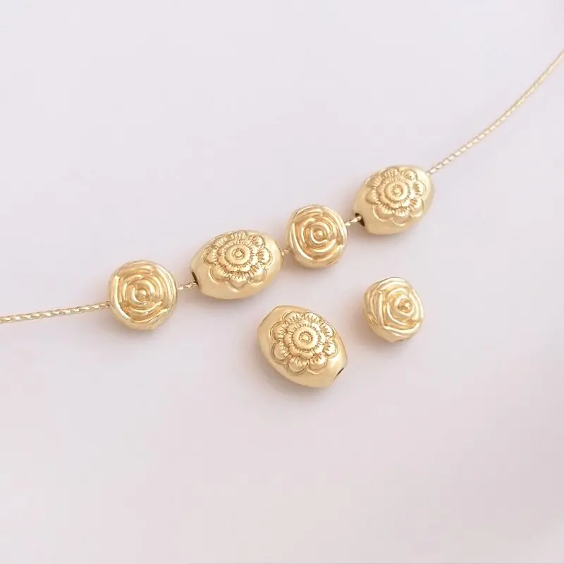 20PCS 14k Gold Plated Flowers Scatter Beads Spacer Bead Charms for Jewelry Making DIY Supplies Handmade Brass Accessories