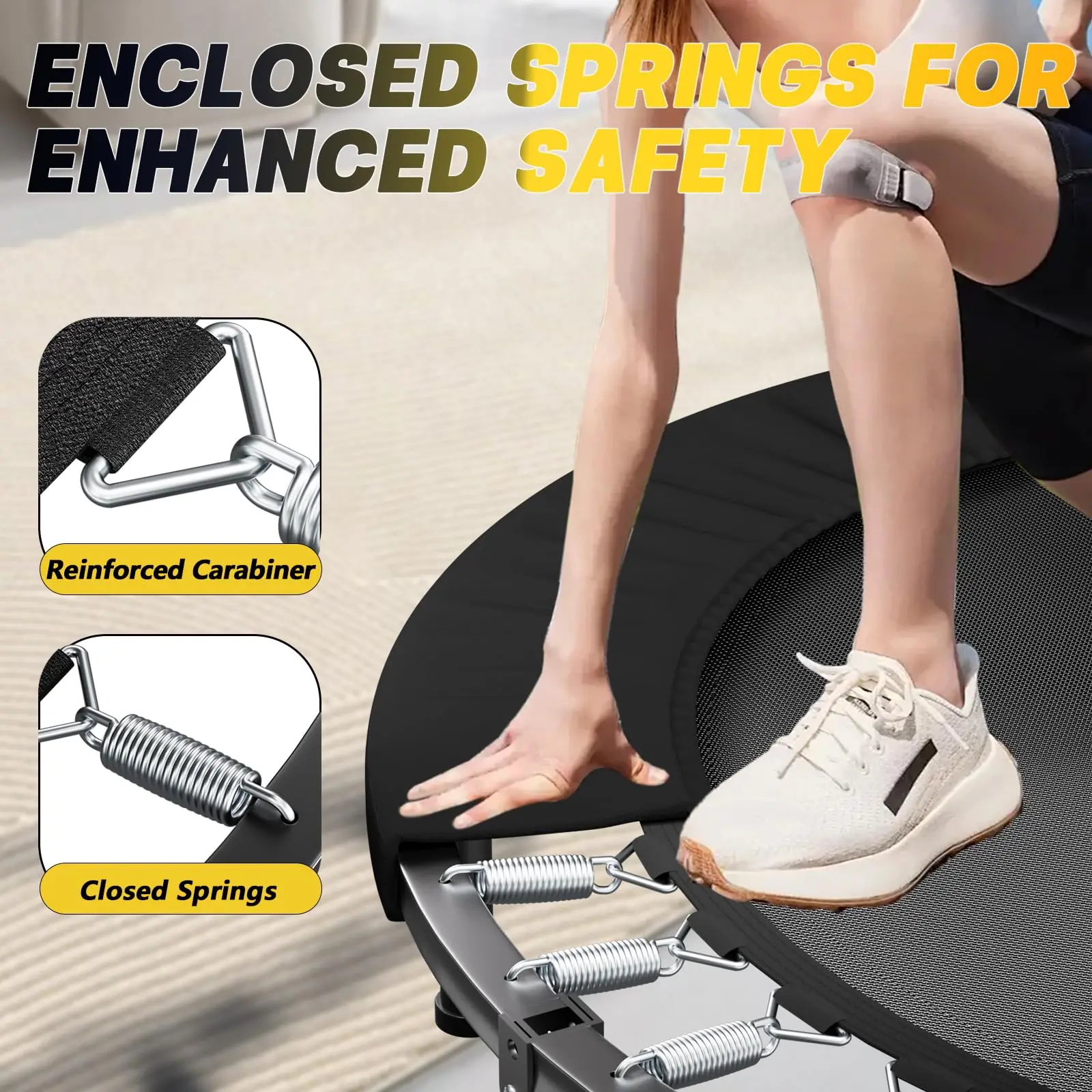 ترامبولين ريباوندر للبالغين - ترامبولين صغير قابل للطي مقاس 40 بوصة مع مقبض على شكل حرف U قابل للتعديل، أقصى حمولة 350 رطل، S