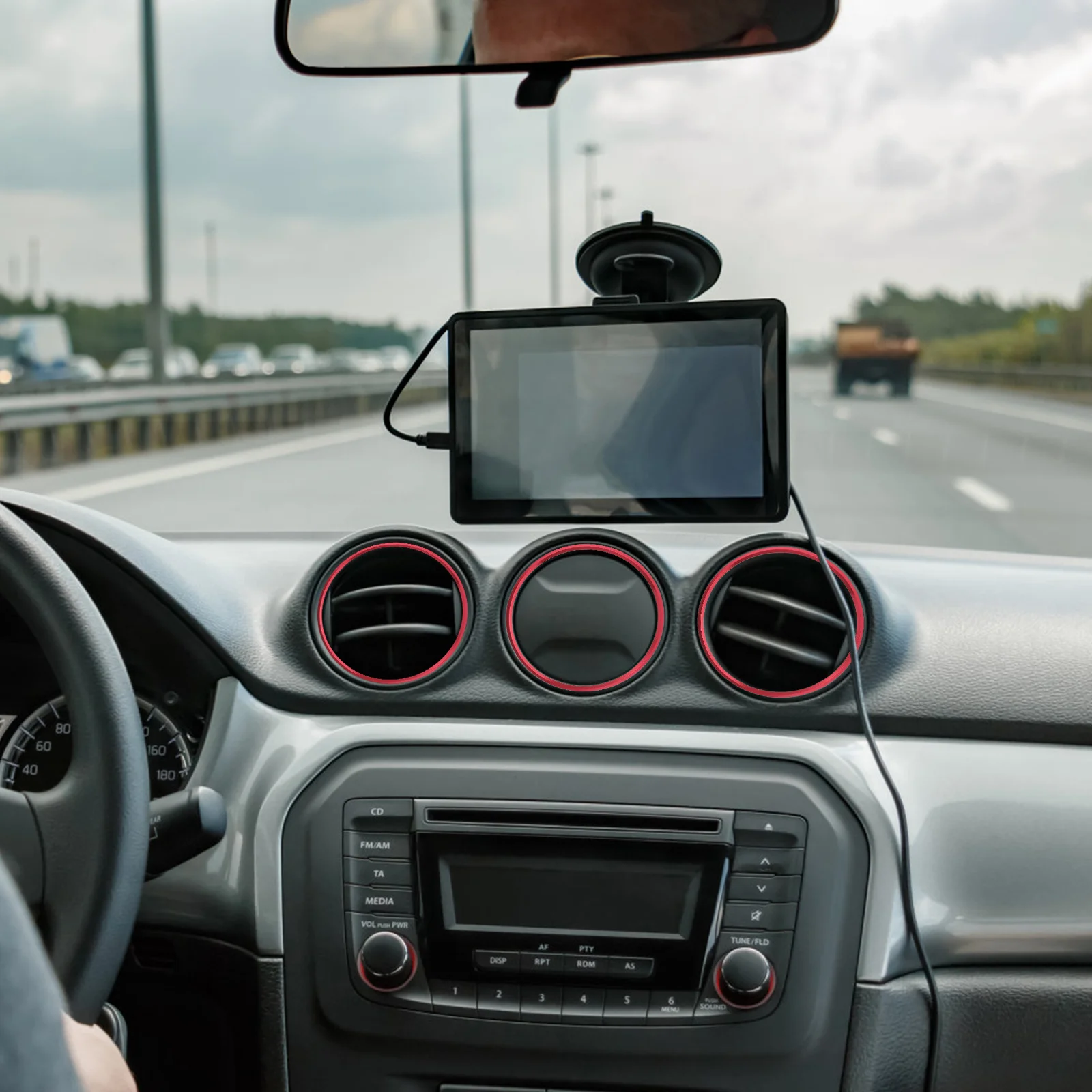 

5Pcs Car Air Vent Ring Aluminum Alloy Durable Air Conditioning Outlet Trim Protective Decoration Upgrade Car Interior Cover