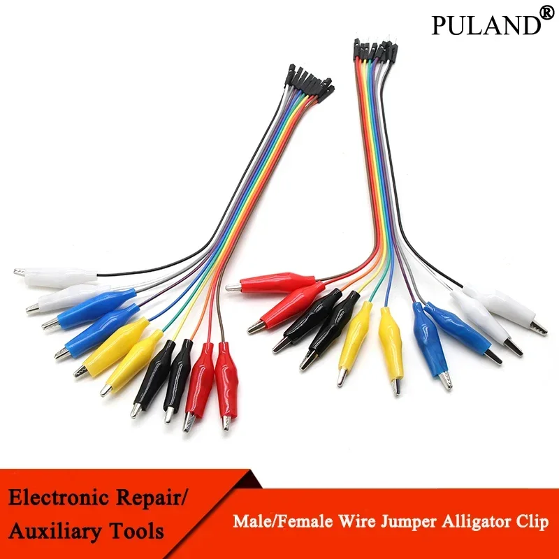 Double Head Alligator Clip Jumper Cable DIY Connection 20cm 30cm 10pins Male and Female Alligator Clips Test Wire Jumpers