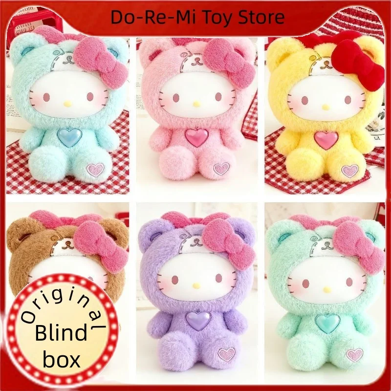 

Новинка 2025, оригинальная серия одежды для сна Hellokitty Teddy, слепая коробка, милые куклы, коллекционные модные игрушки, брелок, подвеска, загадочная коробка