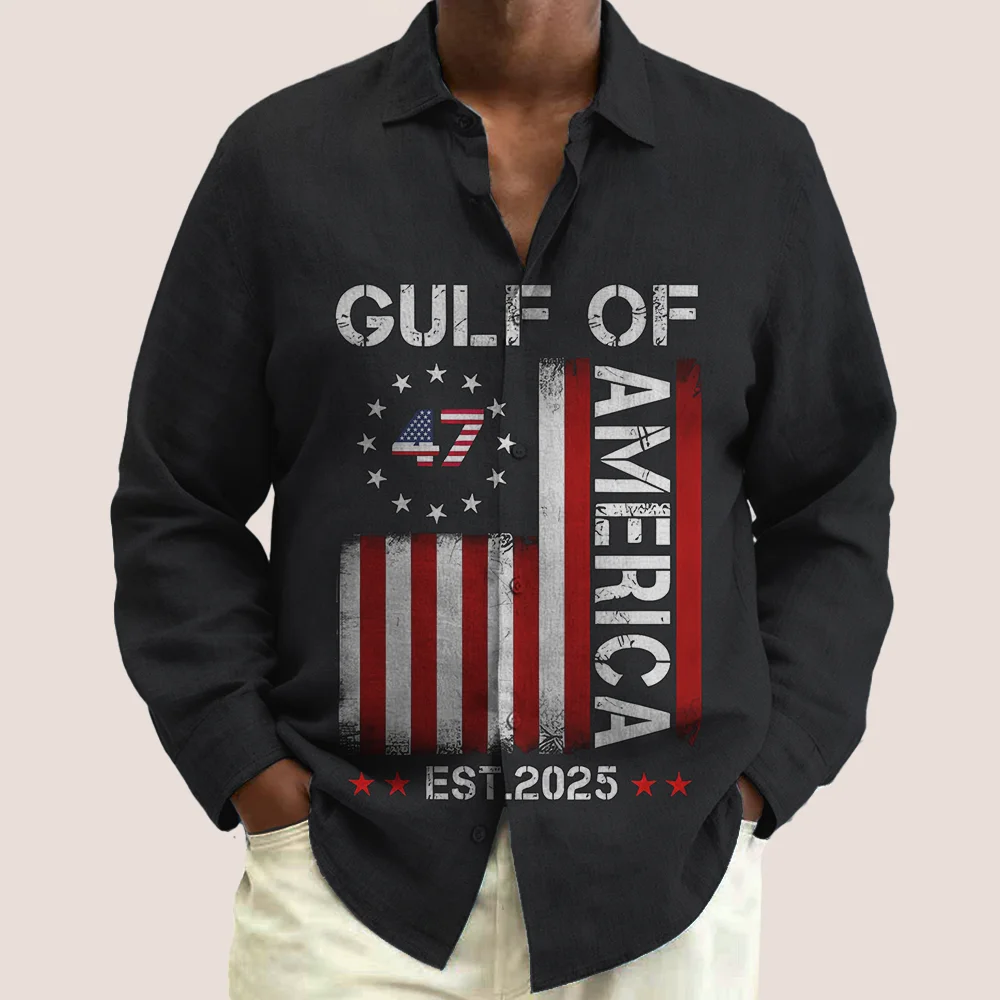 

S-9xl plus size Men's Shirt: Flag-Inspired Chic - Big & Tall Fit, Soft Breathable Fabric, Subtle Flag Motifs,