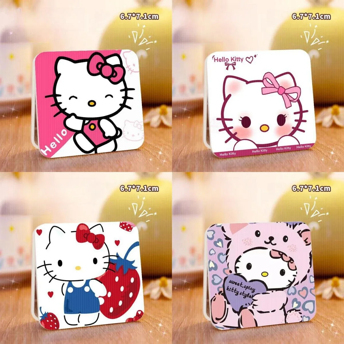 Miniso Hellokitty Mirror Kitcat Print with Comb Hold Good Look Mini Flip Double Side Travel Portable Women Make Up Pocket Mirror