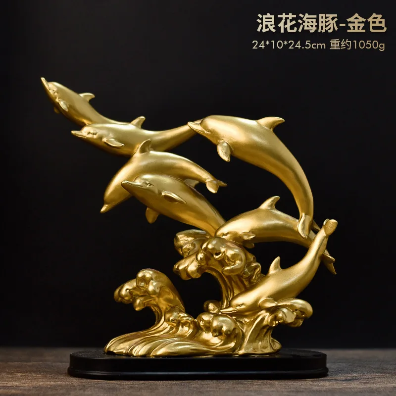 

2024 New dolphin Statues Sculptures Animals Figurines Ornaments Resin Craft Feng Shui Home Office Decoration