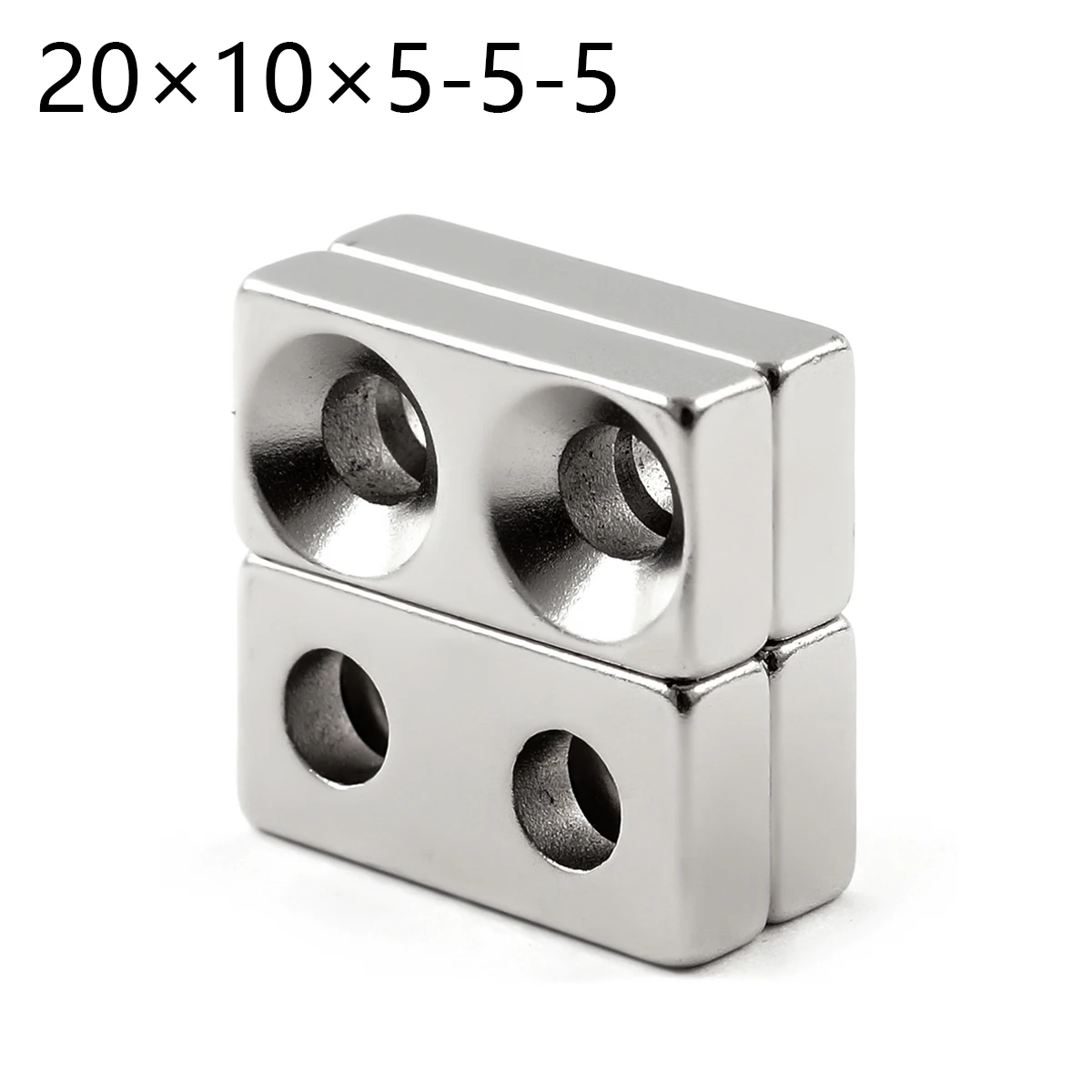 ZOOFOXS 5/10/15pcs 20x10x5mm Double 5mm Hole Block Countersunk Neodymium Magnet Rare Earth Powerful Permanet Magnets