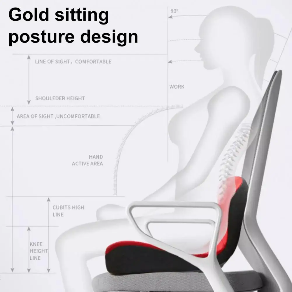 Lumbar Support Cushion Memory Foam Seat Pad Ergonomic Memory Foam Seat Back Cushion Set for Office Car Travel Pressure for Long