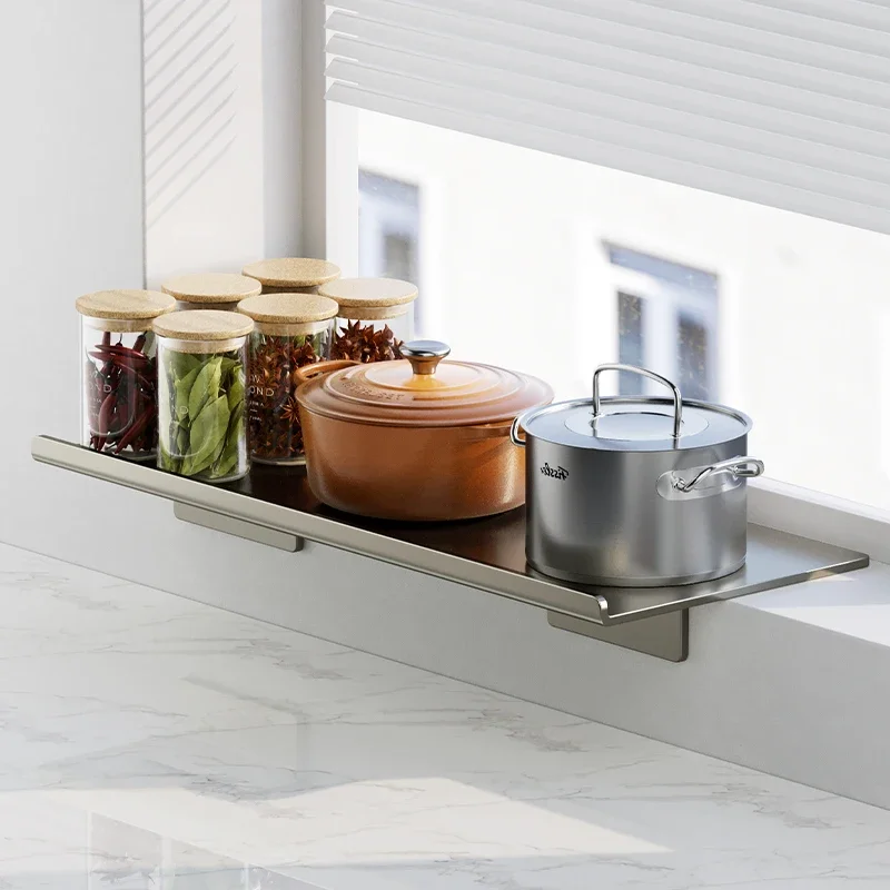 

Window Sill Extension Storage Rack No Drilling Kitchen Island Table with Widening Magnetic Spice Rack Space Saving Pot Organizer