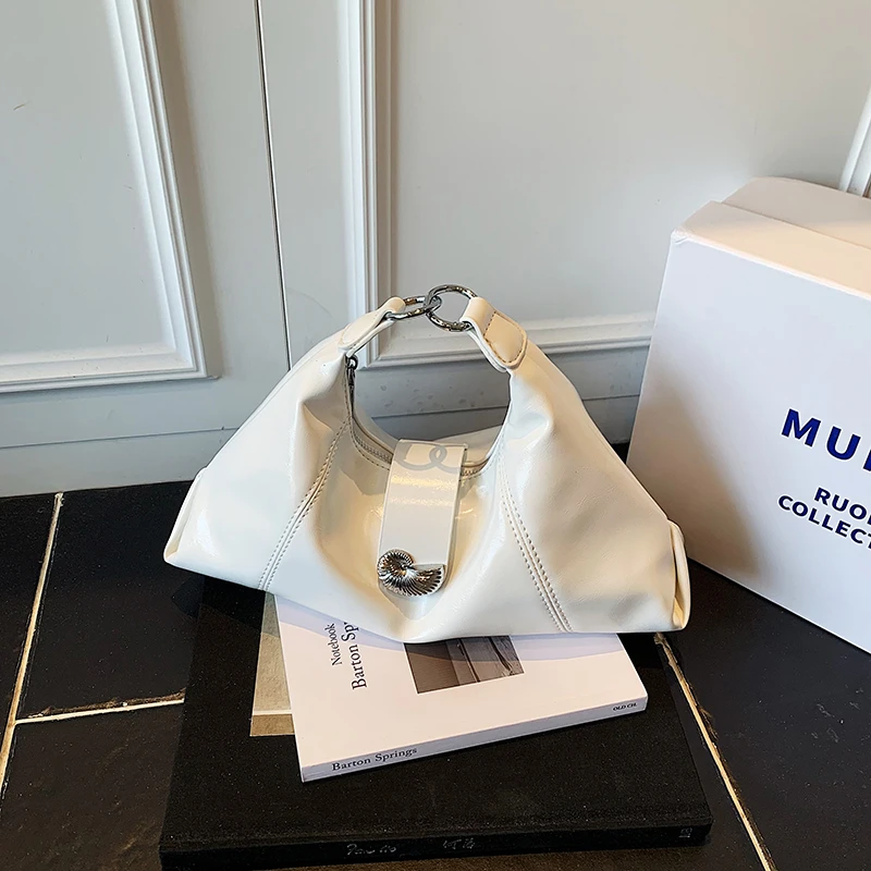 

Простые модные популярные глянцевые сумки через плечо из искусственной кожи, однотонные стильные дизайнерские сумки на молнии для женщин