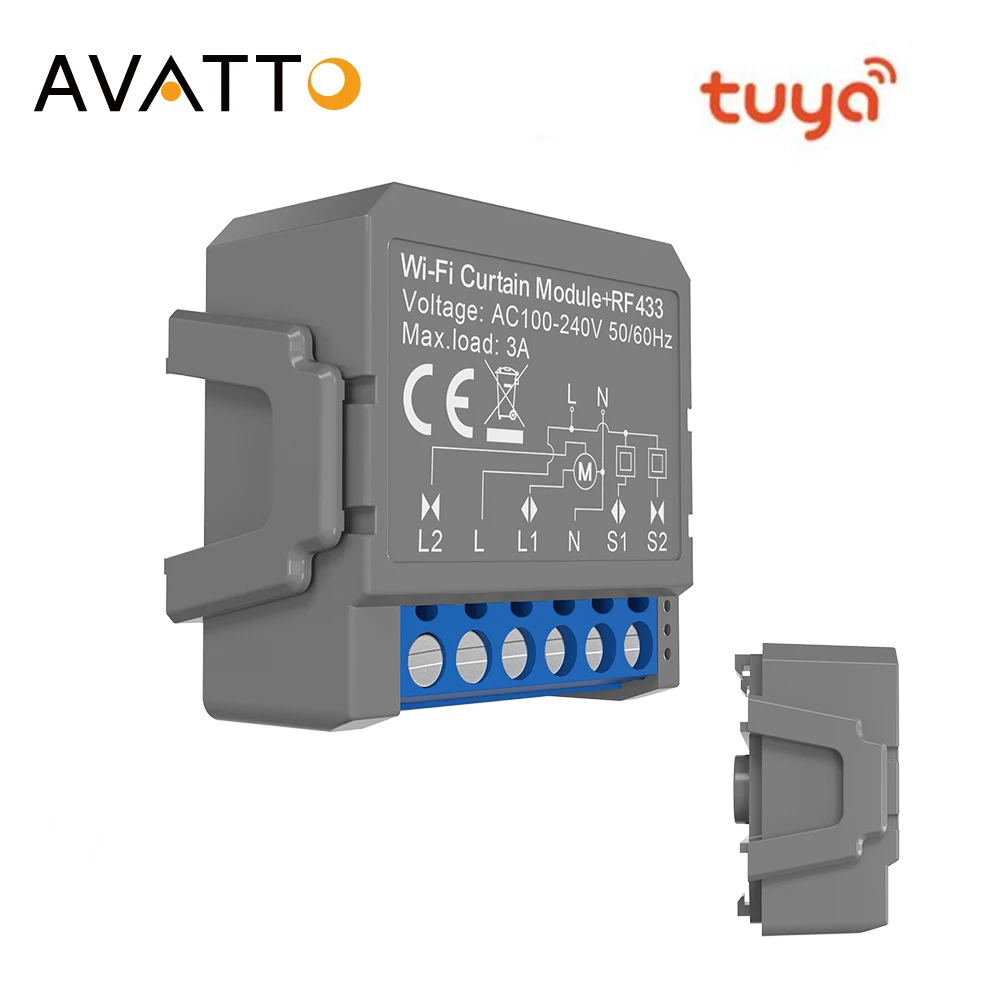 AVATTO-Módulo de Control de persiana enrollable Tuya, WiFi, RF, interruptor remoto para Motor eléctrico, funciona con Alexa y Google Home