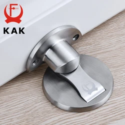 KAK Magnetic Door Stops 304 Stainless Steel Door Stopper Hidden Door Holders Catch Floor Nail-free Doorstop Furniture Hardware