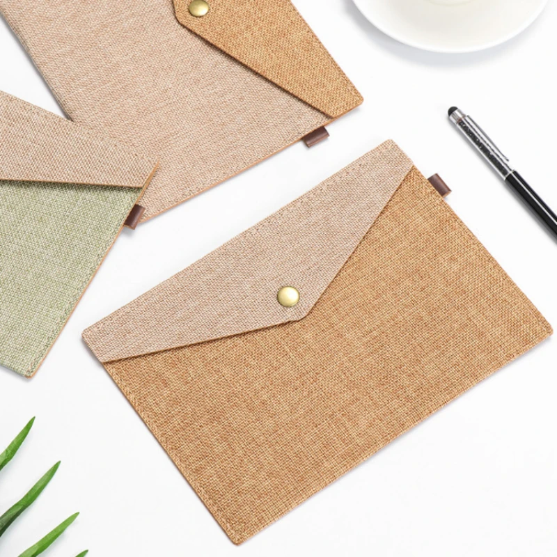 1PC Simple A4/A5 Big Capacity Document Bag Imitation Linen Canvas Felt File Bag Briefcase File Folders Office Supply Binder