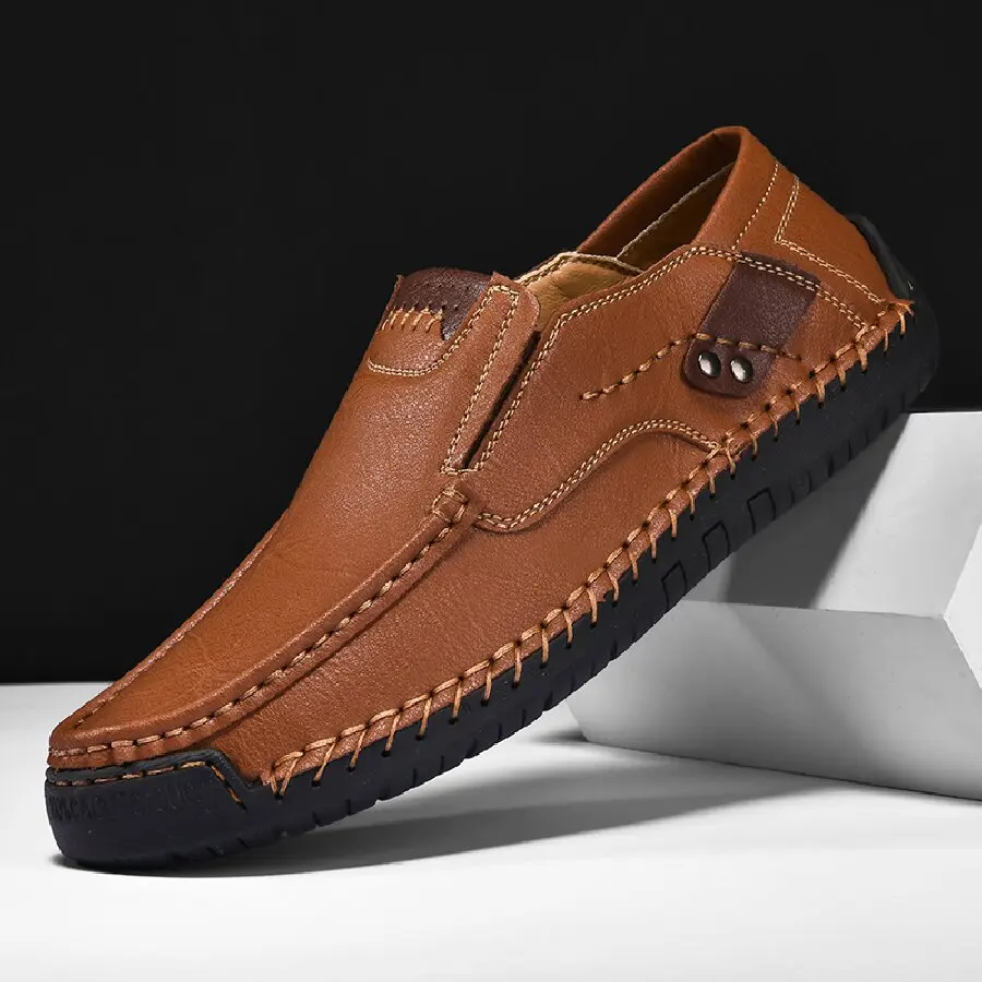 

Men's Outdoor Casual Shoes, One Foot Flat Handmade Leather Casual Shoes, Spring and Autumn Low Top Plus Size Loafers