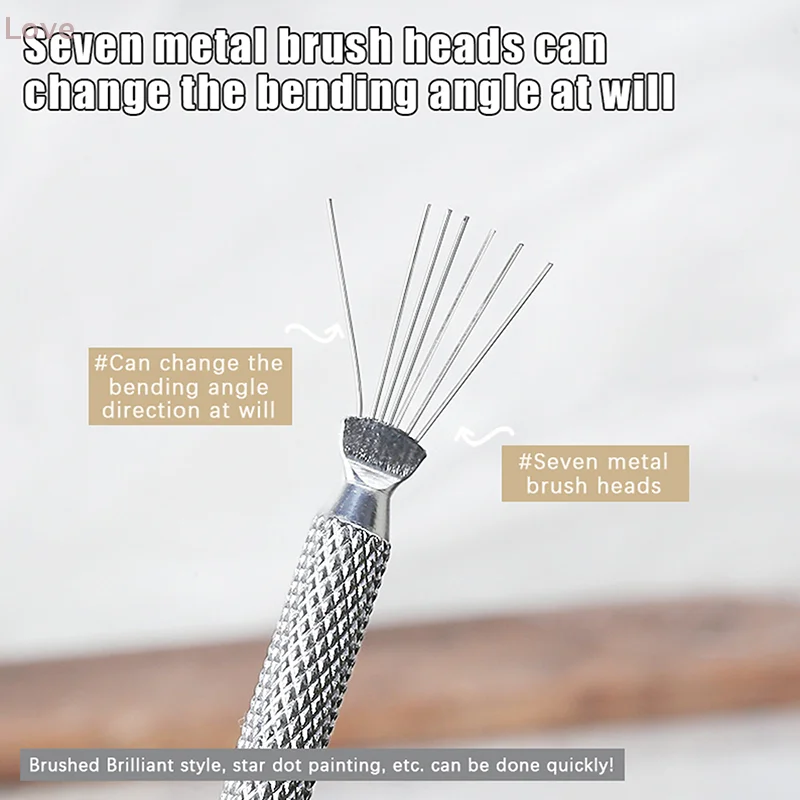 [L & P] متعددة الوظائف مسمار الفن خط اللوحة 7 دبوس القلم انحناء مقبض من الفولاذ المقاوم للصدأ مسمار الأشعة فوق البنفسجية هلام فرش رسم أدوات مانيكير