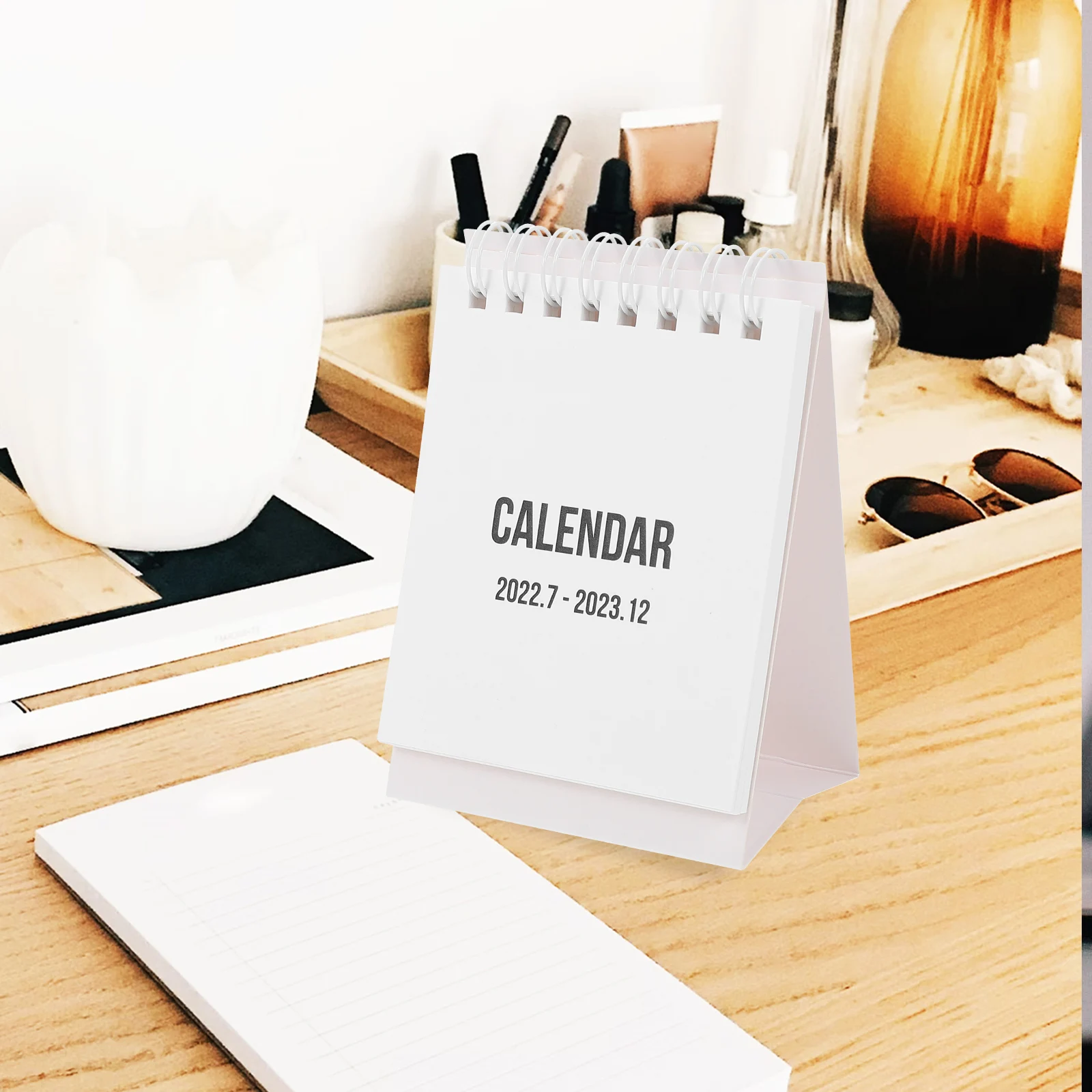 

Mini Desk Calendar 2023 White Vertical Small Monthly Planner 2023 Desk Calendar Student Office Supplies Functional Decor