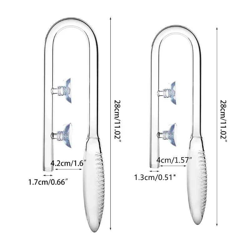 Aquarium Fish Tank Inlet Water Inflow Lily Pipe Filters 13mm / 17mm Transparent Glass with Suction Cups to Easy Adjust Location