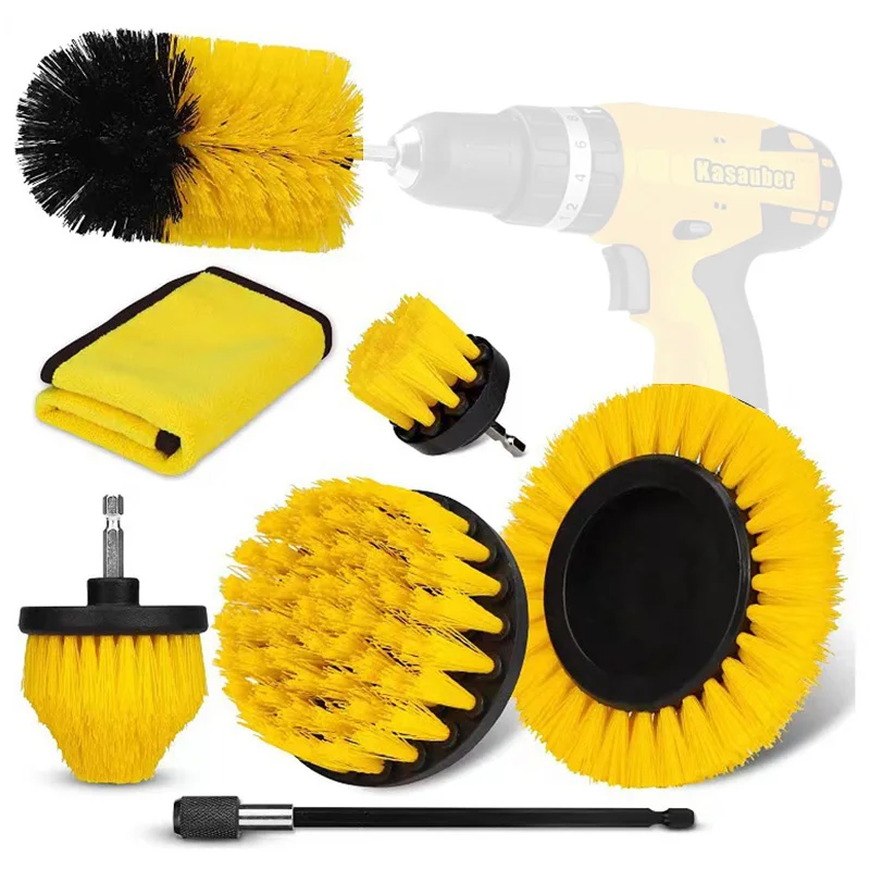 

Drill Clean Brush Attachment Set Power Scrubber Wash Cleaning Brushes Tool Kit with Extension for Car Bathroom Kitchen Cleaning