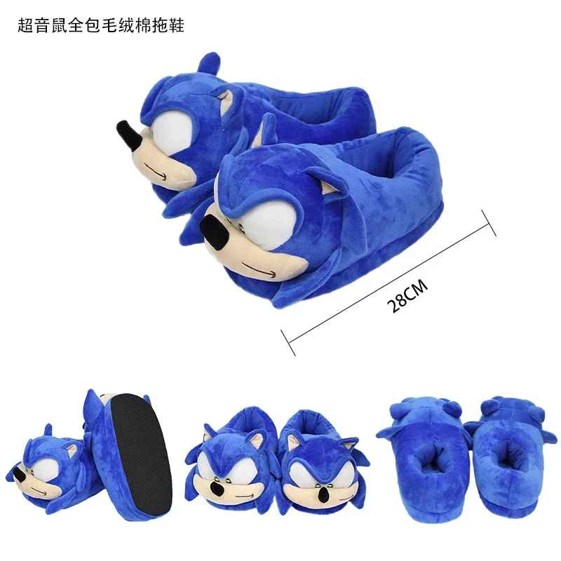 Sonic The Hedgehog Plush Warm Slippers Soft Home Cartoon Winter Plush Slippers Adult Children\'s Shoes Funny Anime Christmas Gift