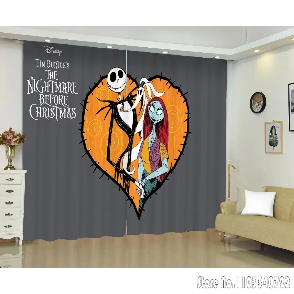 Disney The Nightmare Before Christmas Eve Jack Window Curtain 3D Print Blackout Curtains Living Room Bedroom Decor Kids Gift