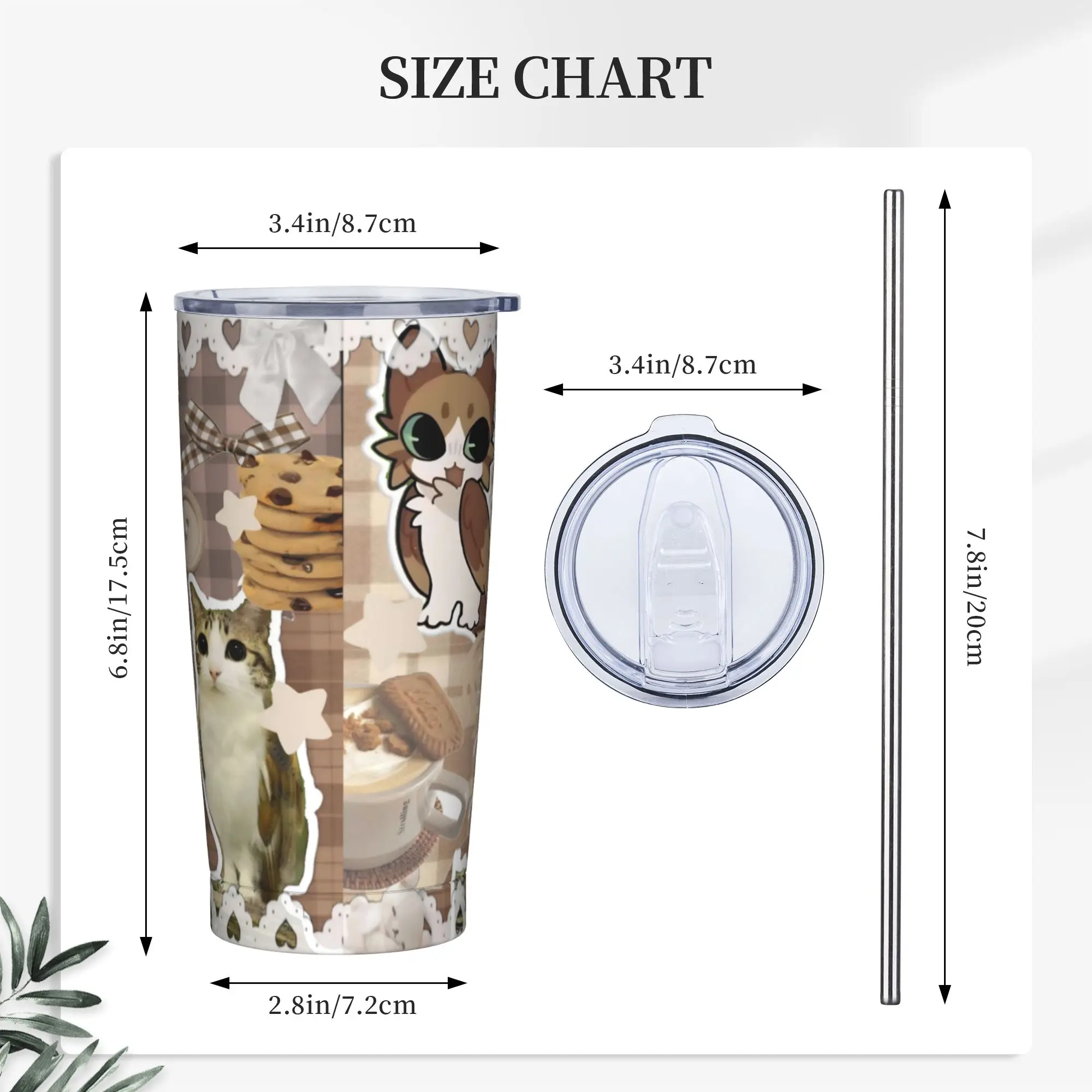 Cute Cat Owl Meowl Tumbler Vacuum Insulated  Coffee Cups Stainless Steel Smoothie Tea Mug Spill Proof, 20oz view 5