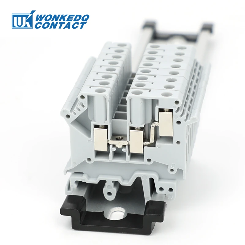 10Pcs UK5-TW Double Connection One Side Screw Connection UK 5 Twin Termin Strip Wire Connector DIN Rail Terminal Block UK 5-TW