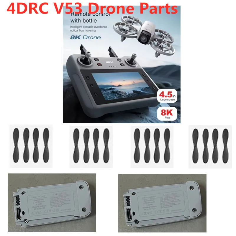 

4DRC V53 RC Drone 3,7 В 600 мАч Батарея/пропеллер V53 Батарея для дрона V53 Экран Батарея для дрона Лопасти V53 Запчасти для аккумулятора для радиоуправляемого дрона