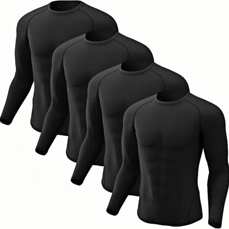 Men's 5 or 4-piece compression long-sleeved sport base layer sweatshirt T-shirt Gear for exercise