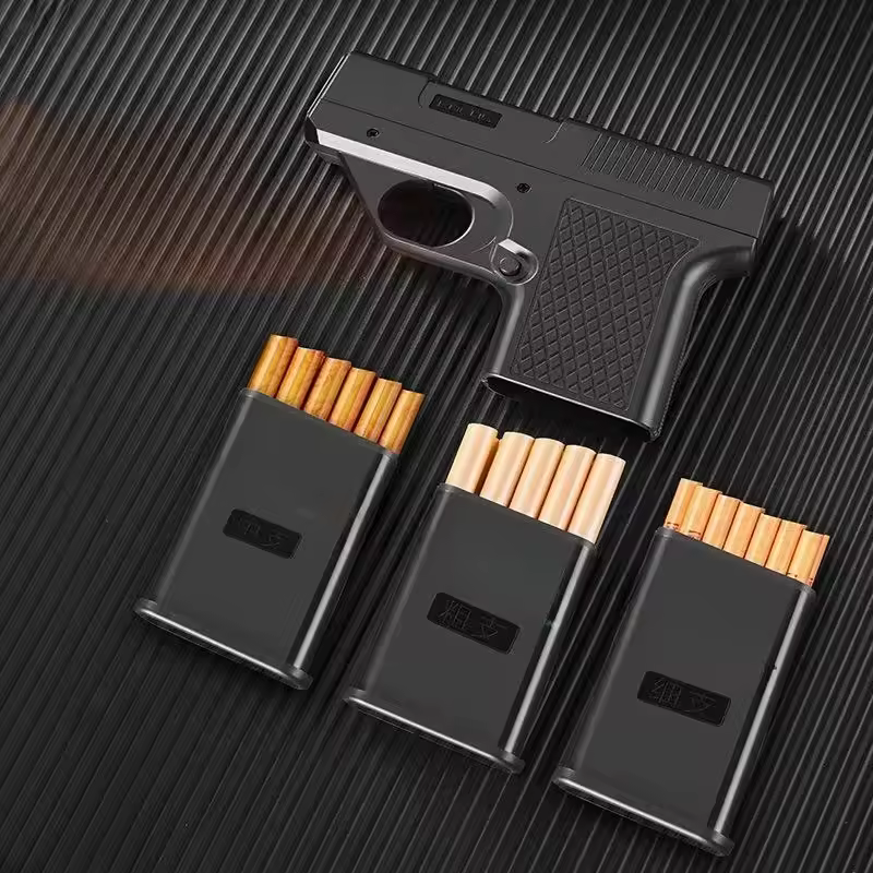 2026 New Clip Gun Type Butane Gas Lighter Three Capacity Cigarette Holder Windproof Jet Blue Flame Lighters Men's Gifts (NO GAS) - Image 2