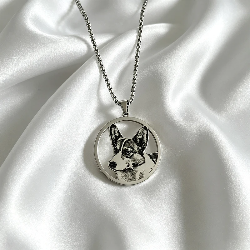 Custom Pet Photo Pendant Necklace Customized Dog Cat Portrait Necklace Personalized Stainless Steel Women Jewelry Memorial Gift