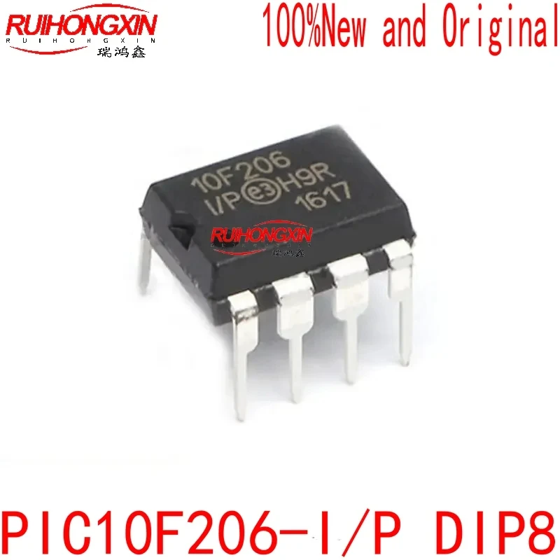 Original genuine PIC10F206-I/P plug-in MCU microcontroller IC DIP-8 package