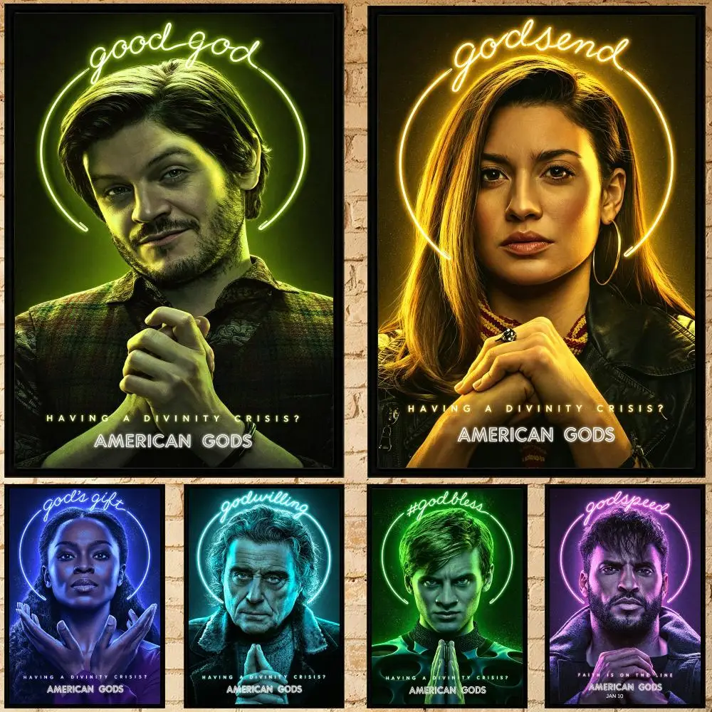 series American Gods Poster Poster HD Waterproof Self-adhesive Art Print Wall Decor for Bedroom Living Room Gift