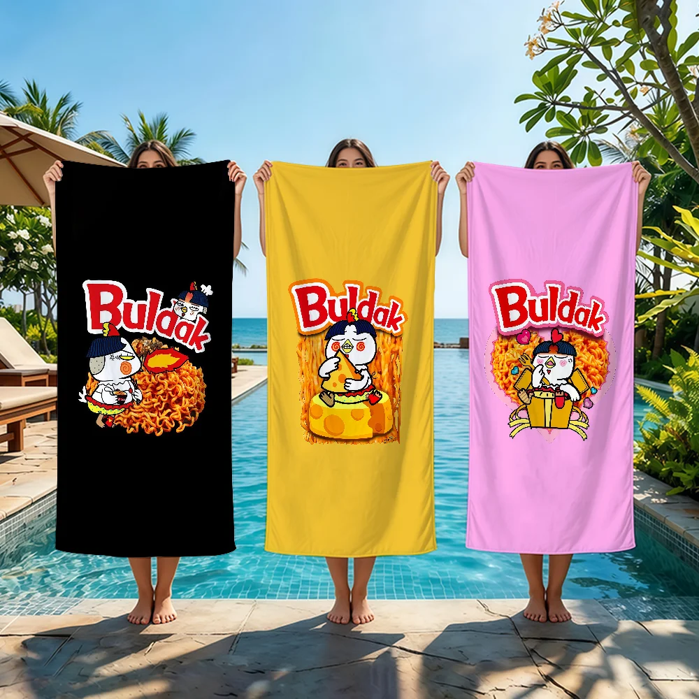 Toalla de Playa Fahion B-Buldak Ramen, Toalla Extra Grande de Secado Rápido, Absorbente y Suave, para Hombres y Mujeres