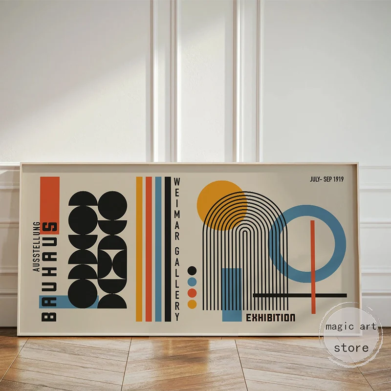 منتصف القرن الحديثة الحد الأدنى باوهاوس معرض هندسي ملصق فني حائط لوح رسم يطبع صورة لغرفة ديكور المنزل #2