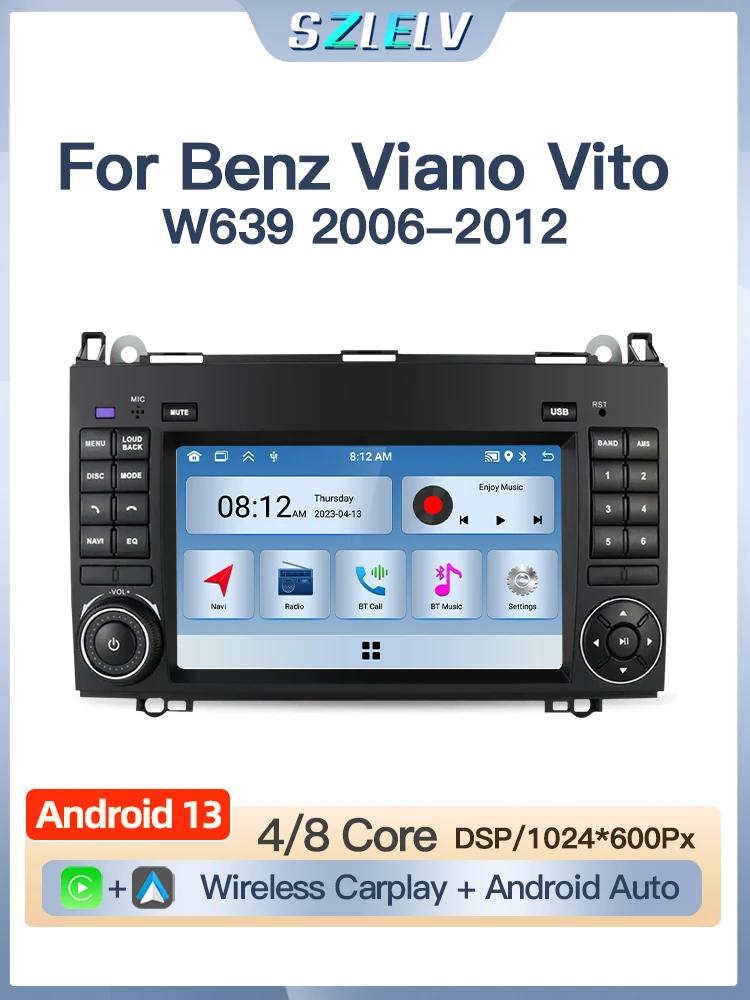 Voor Mercedes Benz Viano Vito W639 2006-2012 Carplay Android Auto Multimedia Video Player GPS WIFI Auto Video radio Audio 8Core BT - afbeelding 2