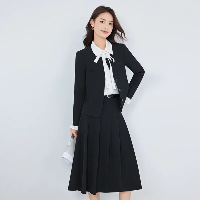 ZJYT Autumn Fashion Women\'s Two Piece Set Long Sleeve Jacket with Skirt Korean Style Blazer Suits Office Work Outfit Dress Sets