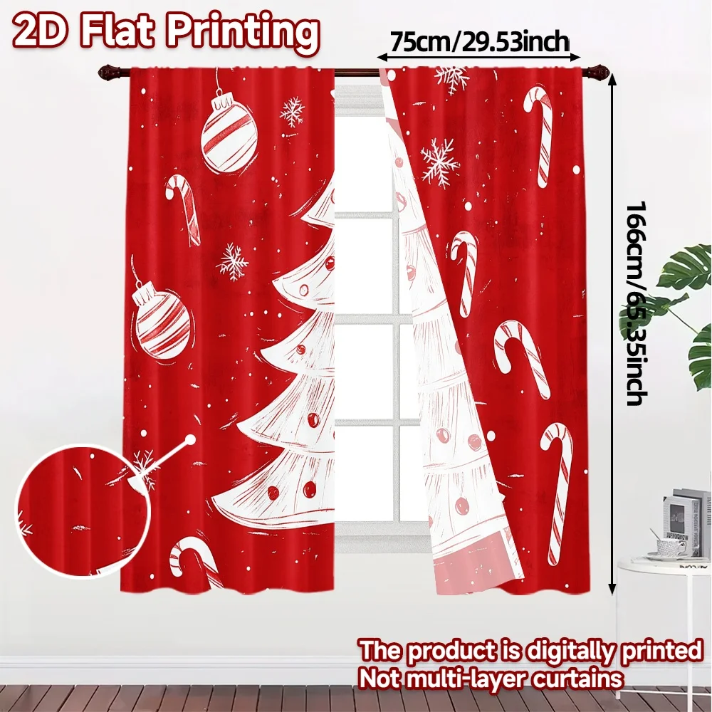 2pcs,Curtains Christmas Tree Snowflakes Ornaments (2) Modern Modern Curtain Versatile Fabric Curtains All Seasons Use for
