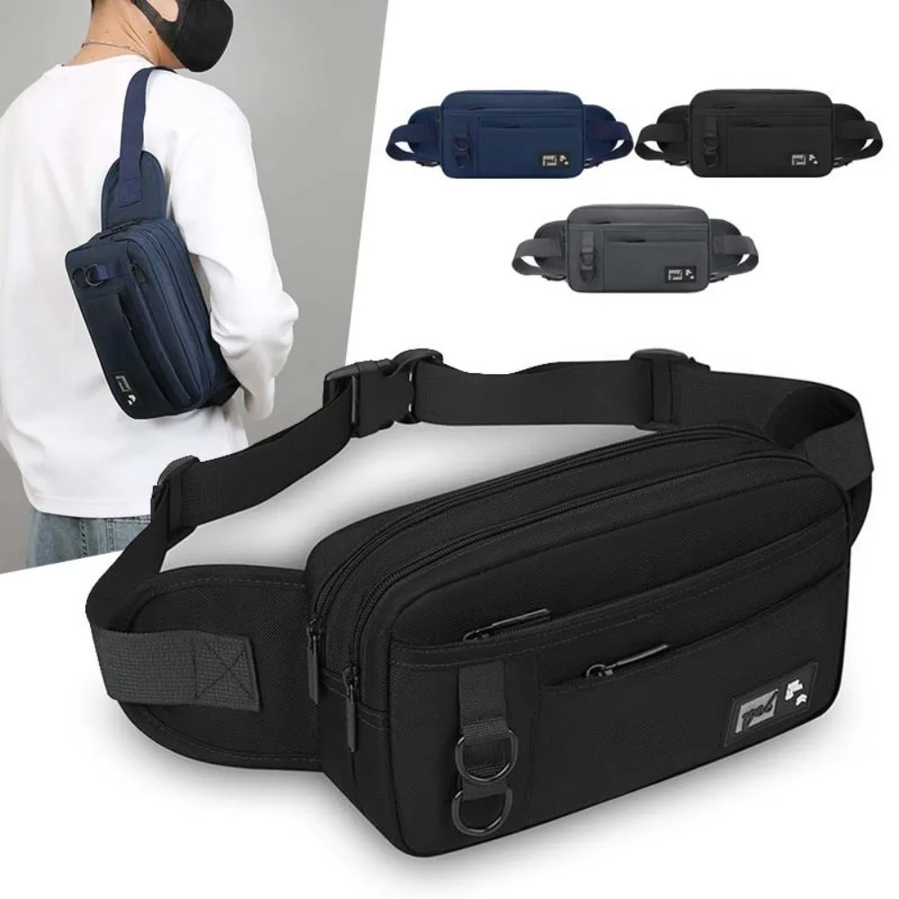 

Shoulder Bag Men Crossbody Bag Phone Pouch with Multiple Pockets Nylon Waist Bag Zipper Large Capacity Chest Bag Cycling