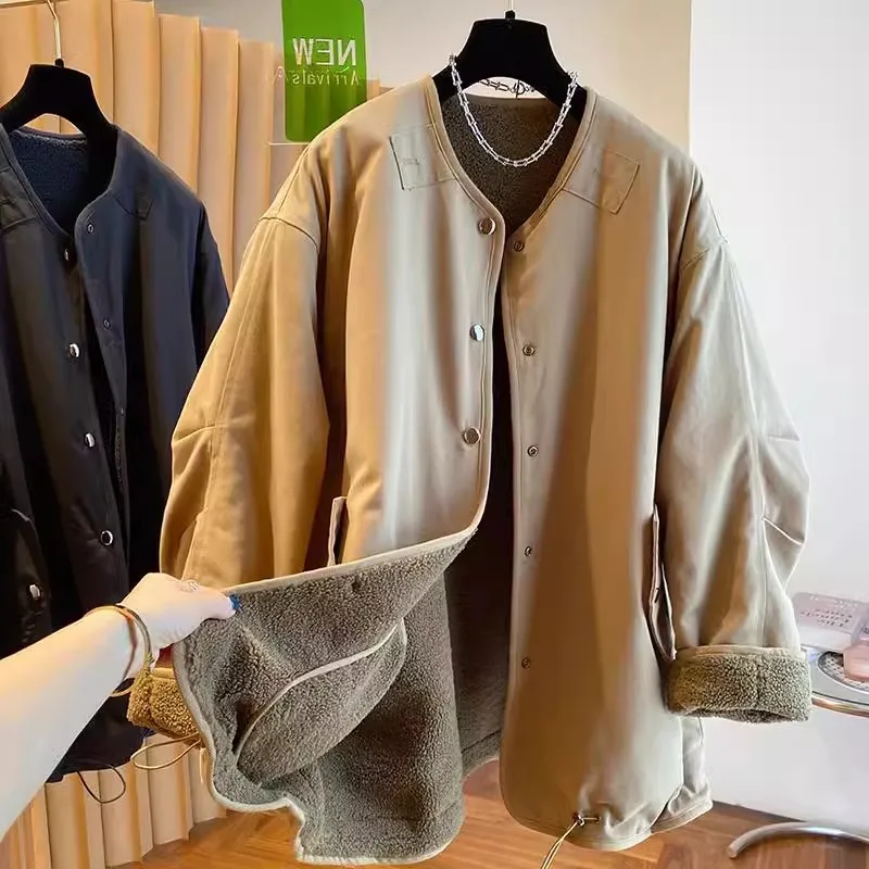 

Large Size 300 Pou American Retro ex Jaet Double-Sided Wear Lamb Fur Warmth Outerwear Autumn Winter Season Outerwear