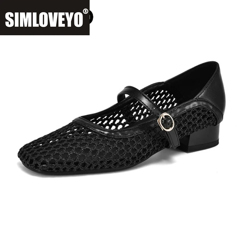 simloveyo-春夏ホットチェック柄女性フラットシューズメアリージェーンズバックルスクエアトゥウェッジ-35-センチメートルヒールブラックベージュビッグサイズ-42-43-us12