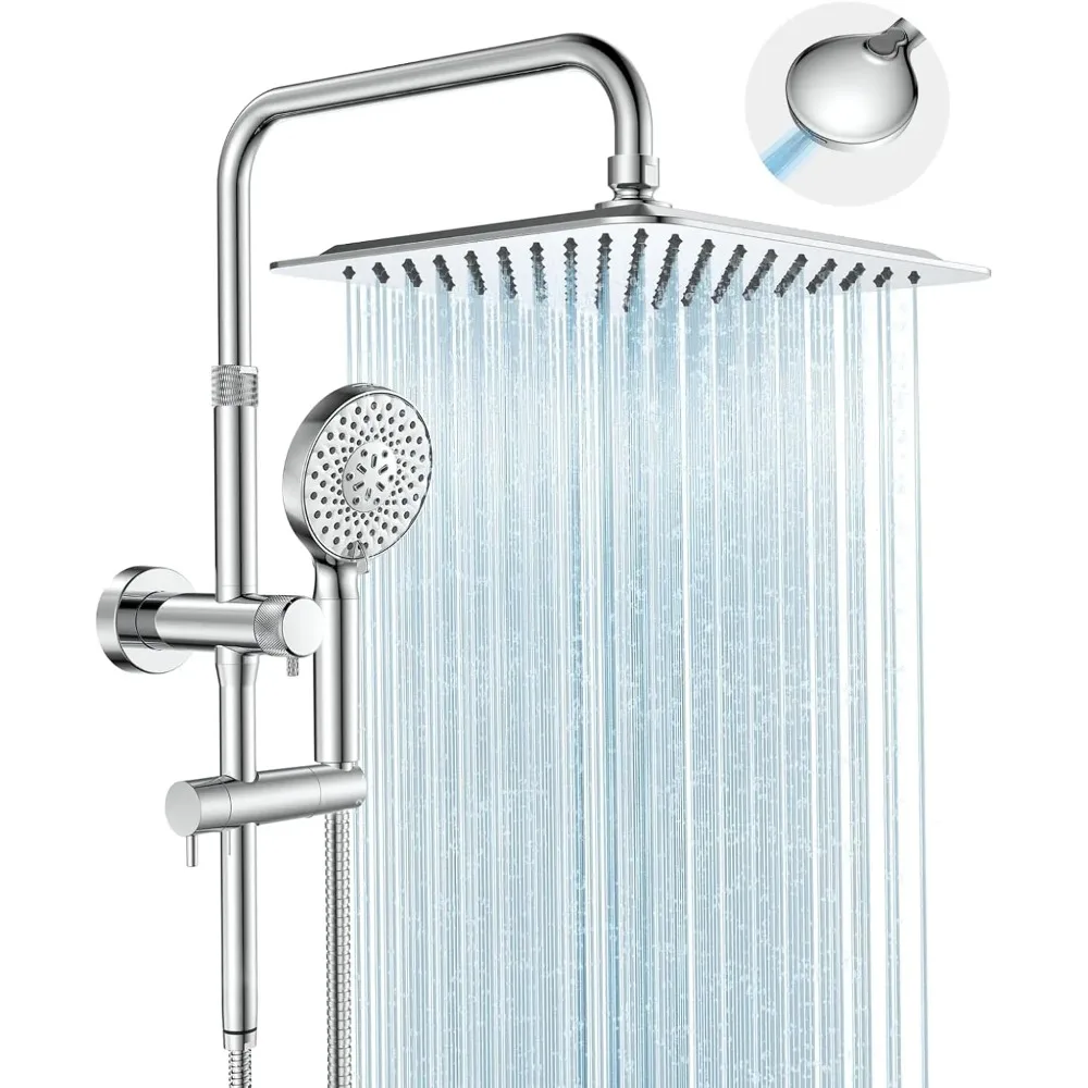 

Rainfall Shower Heads with Handheld Combo - 10 Inch High Pressure Rain Shower Head, 9 Modes Handheld Shower Head with He