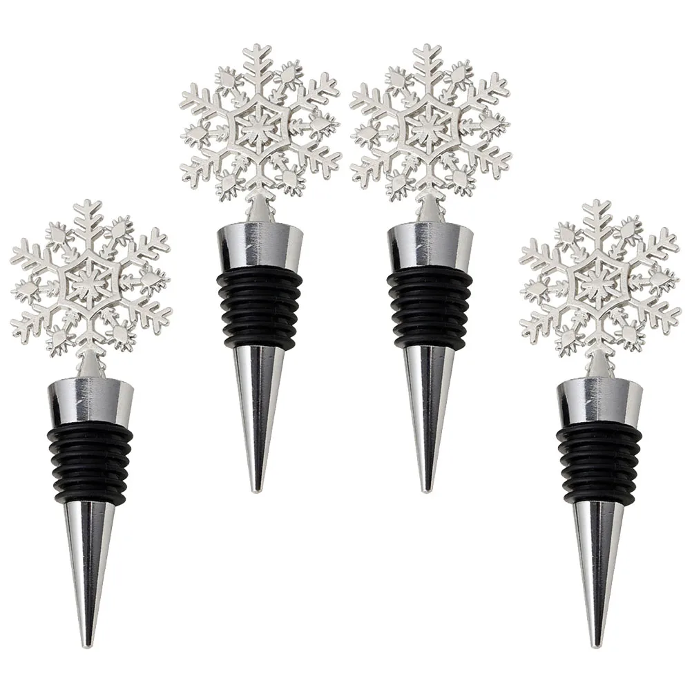

4pcs Bottle Stoppers Silicone Sealing Plugs Fashion Metal Abs Drink Accessories Decorations Gifts