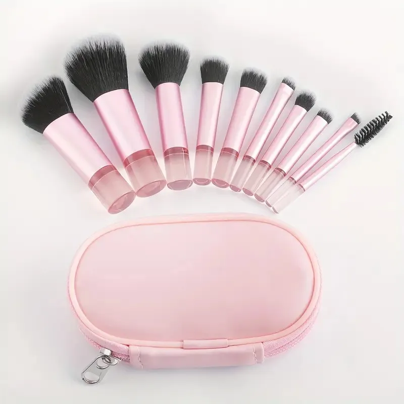 8-Piece Mini Makeup Brush Set with Pouch | Travel-Sized Cosmetic Brushes for Eyes & Face | Portable Beauty Tools with Storage